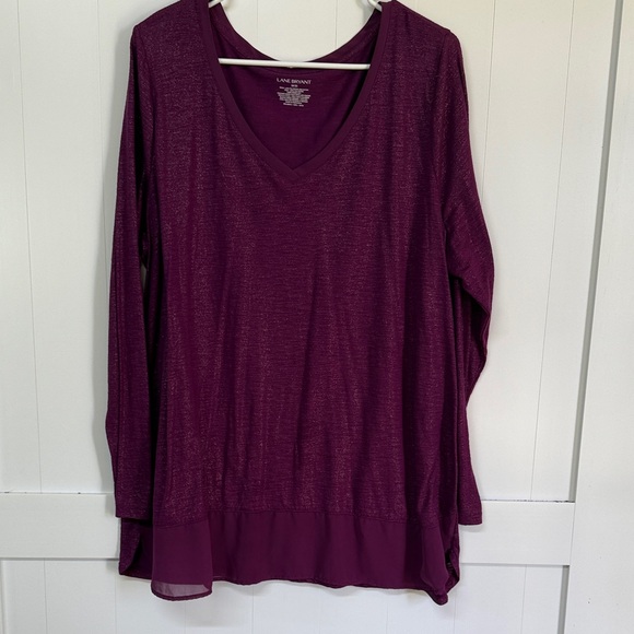 Lane Bryant Deep Purple Long Sleeve Top - Picture 1 of 2